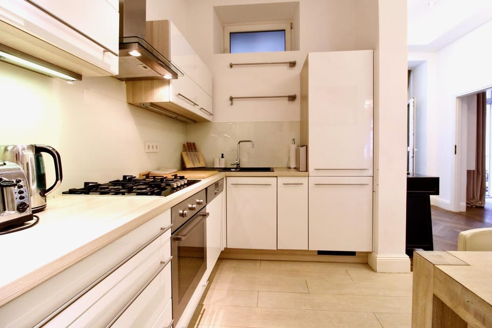 Kitchen or kitchenette, stove