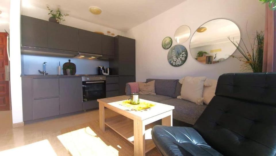 Kitchen or kitchenette, Living room, Seating area