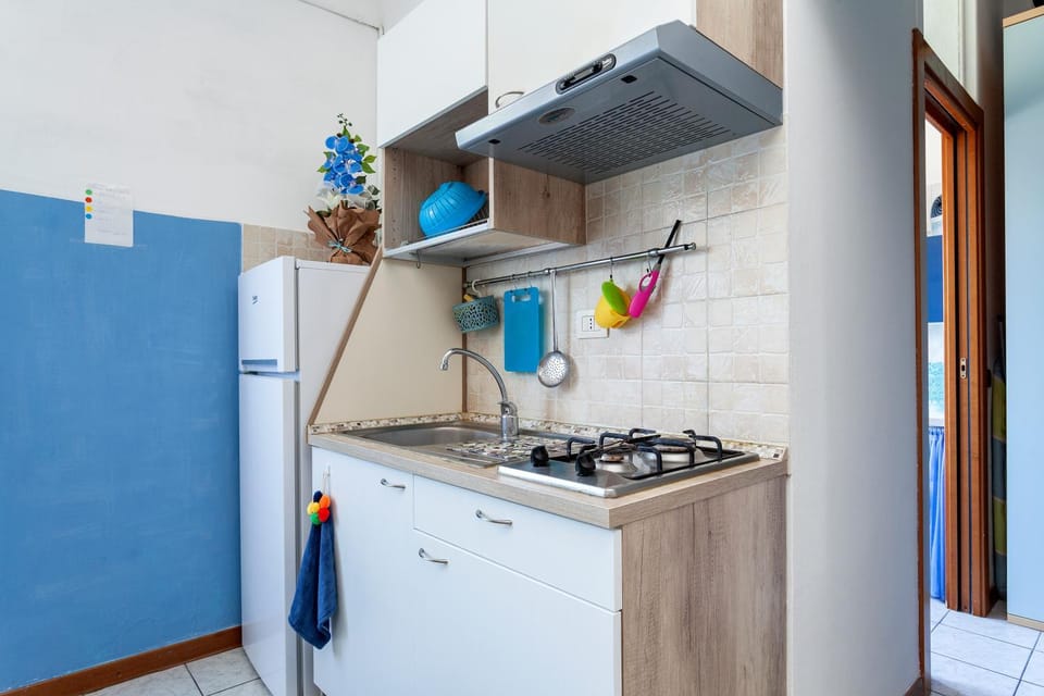 Kitchen or kitchenette, stove