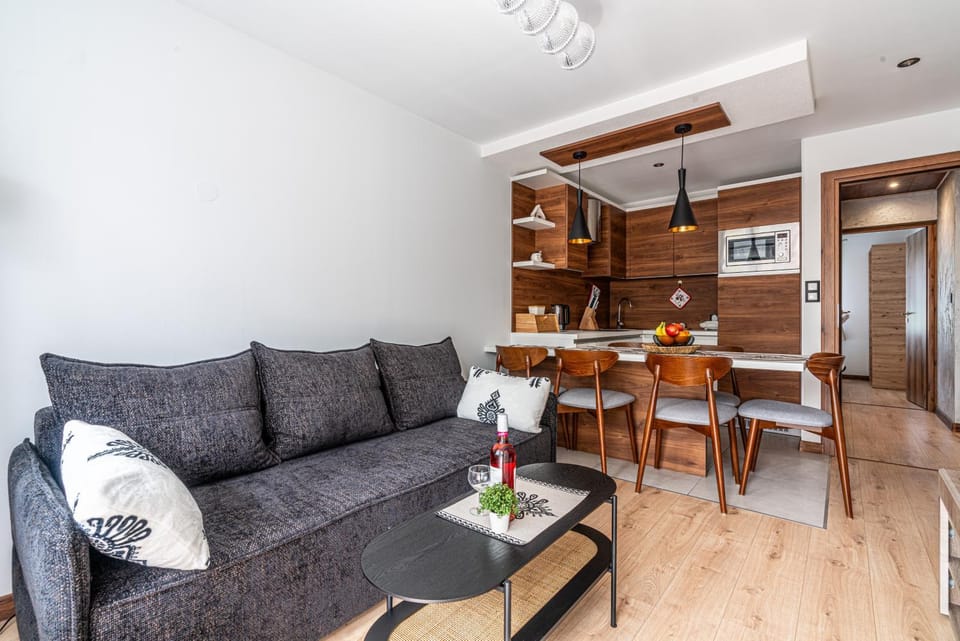Kitchen or kitchenette, Living room, Seating area