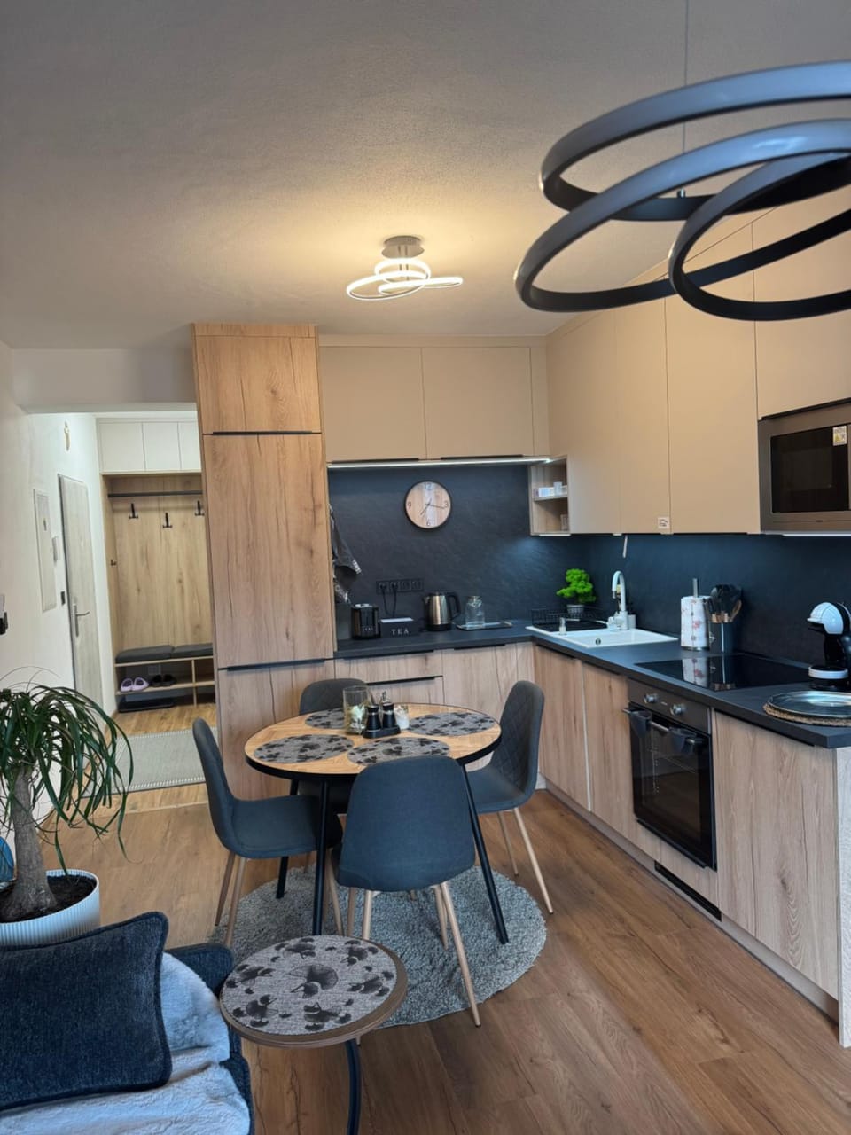Kitchen or kitchenette, Seating area, Dining area, dishwasher, oven, stove, toaster