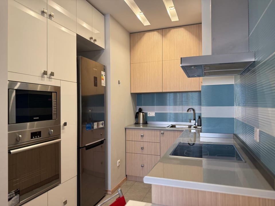 Kitchen or kitchenette, oven, stove