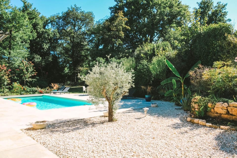 Day, Natural landscape, Garden, Garden view, Pool view, Swimming pool