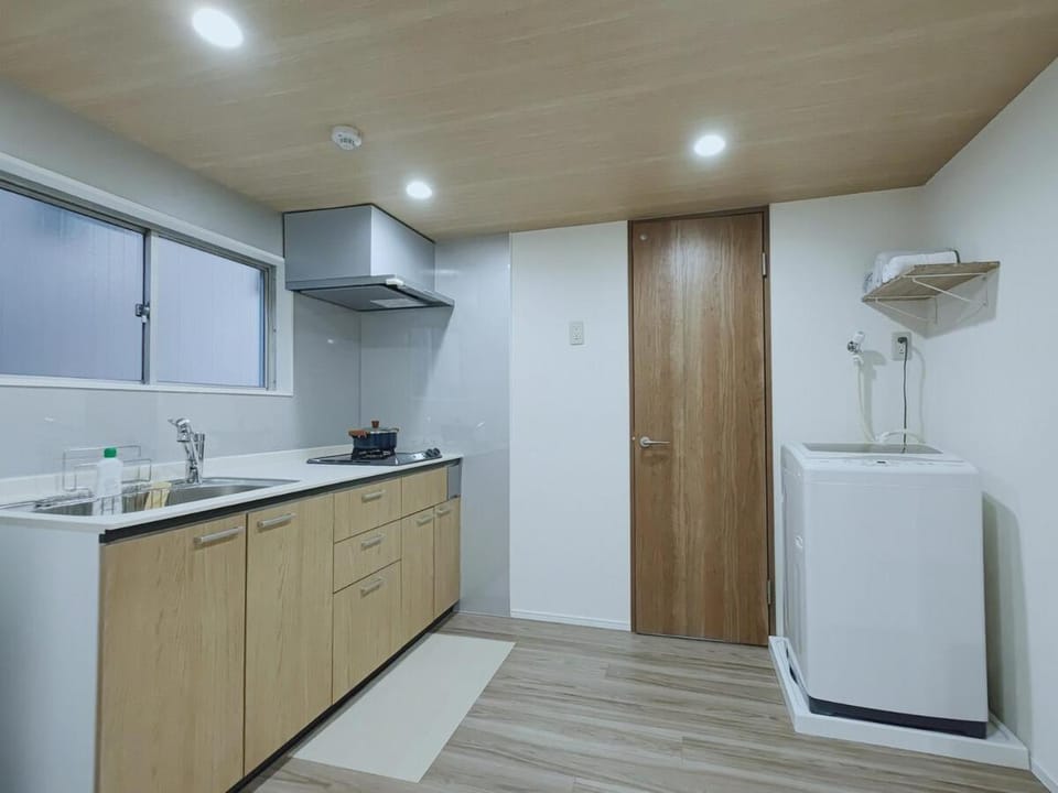 Kitchen or kitchenette, stove