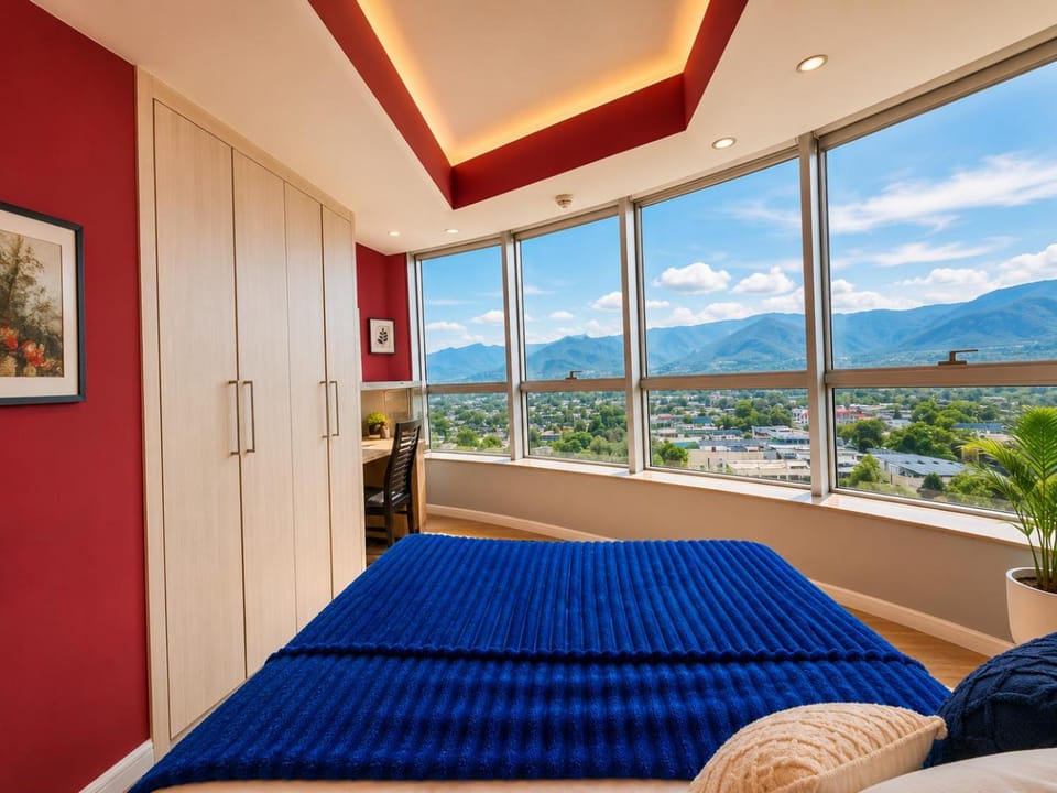 Bed, Natural landscape, View (from property/room), Photo of the whole room, Bedroom, Mountain view