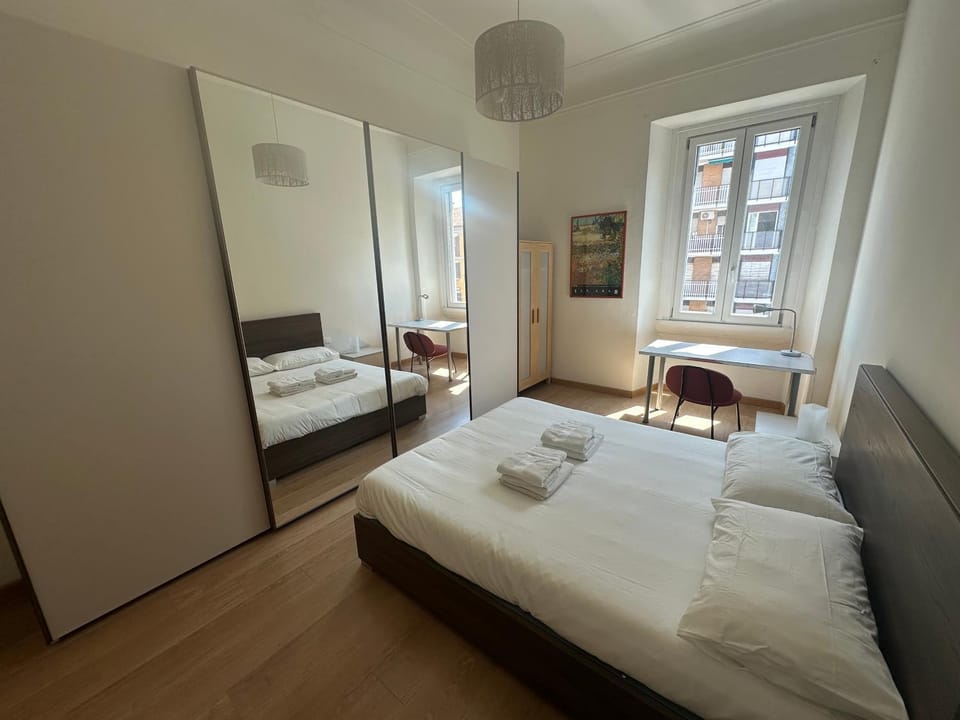 Bed, Photo of the whole room, Bedroom, towels, wardrobe