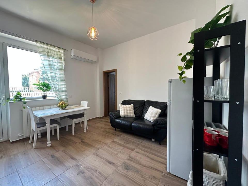 View (from property/room), Kitchen or kitchenette, Living room, Decorative detail, Seating area, Dining area, Family, air conditioner