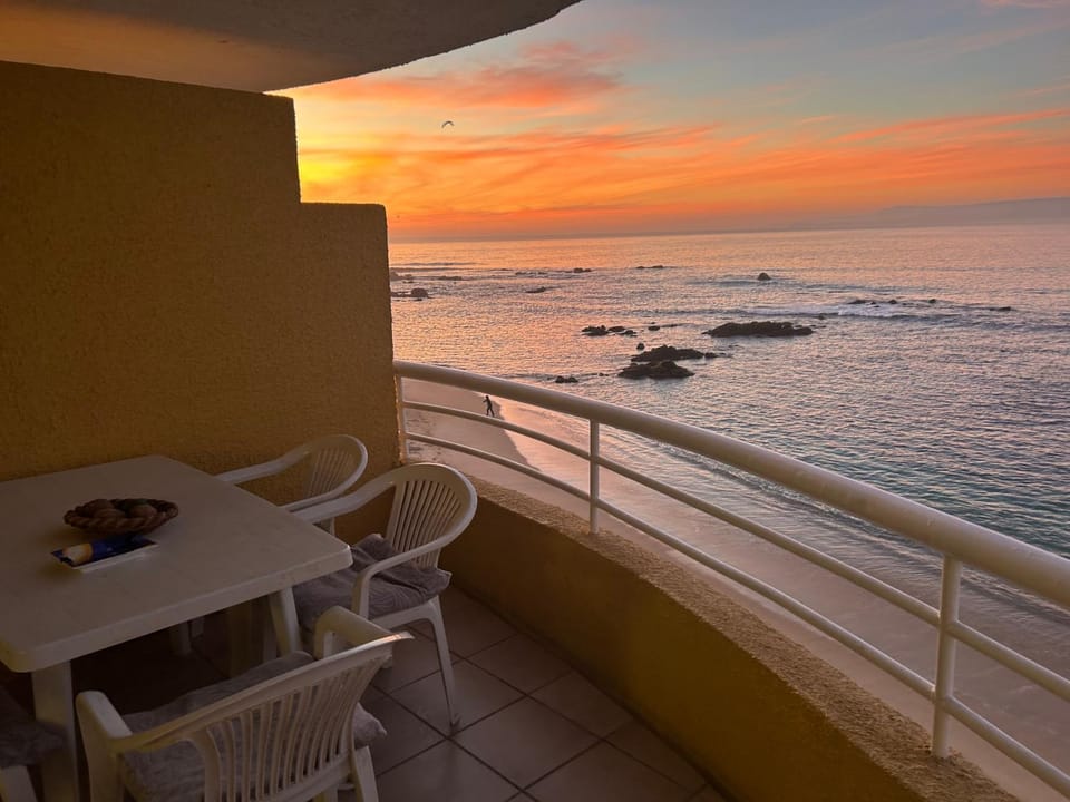 Natural landscape, View (from property/room), Balcony/Terrace, Sea view, Sunset