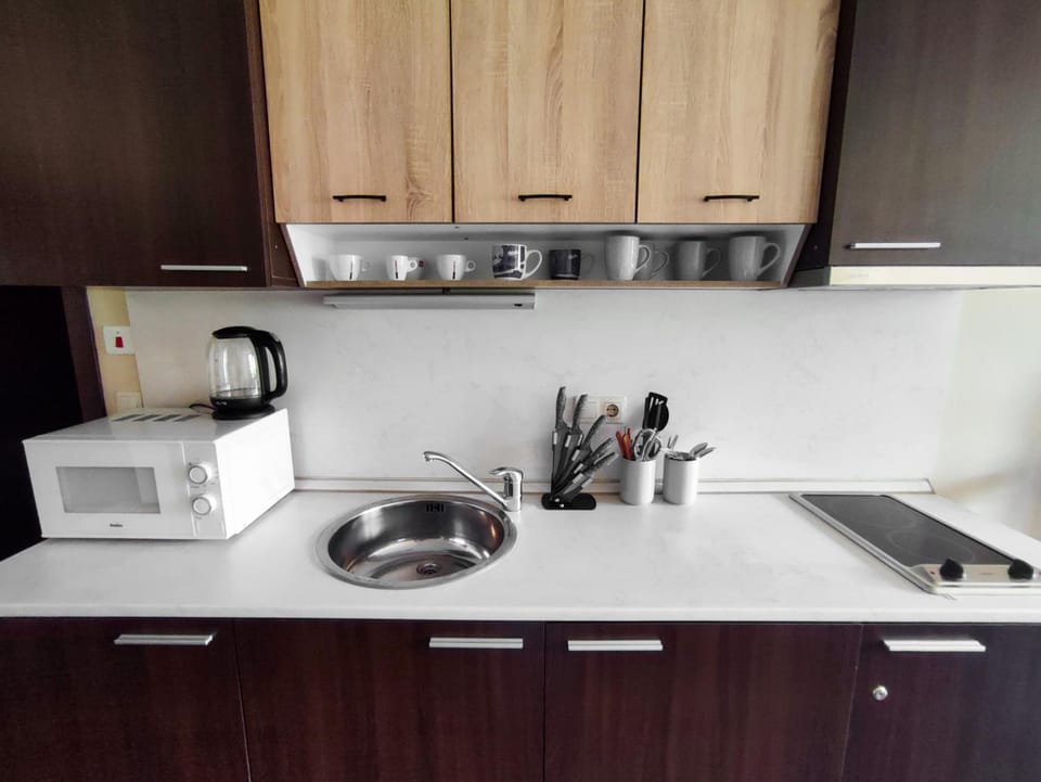 Coffee/tea facilities, Kitchen or kitchenette, microwave, stove