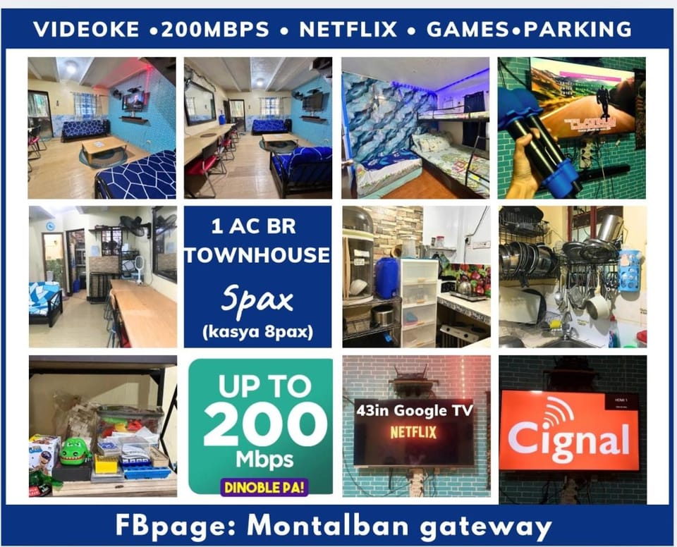 5pax 200mbps Netflix Videoke Parking Games Grill Apartment in Quezon City