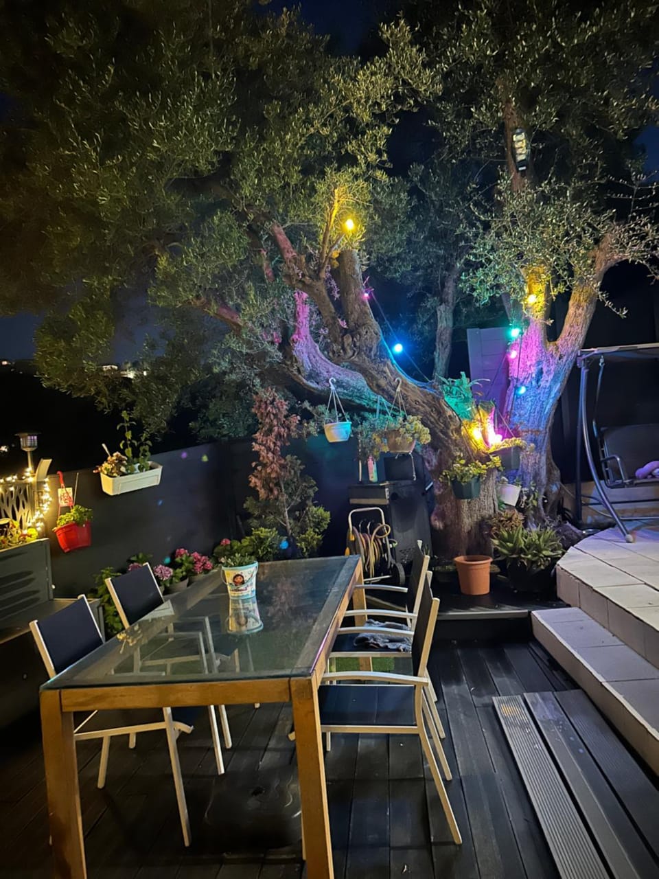 Patio, Night, Garden, Balcony/Terrace, Living room, Seating area