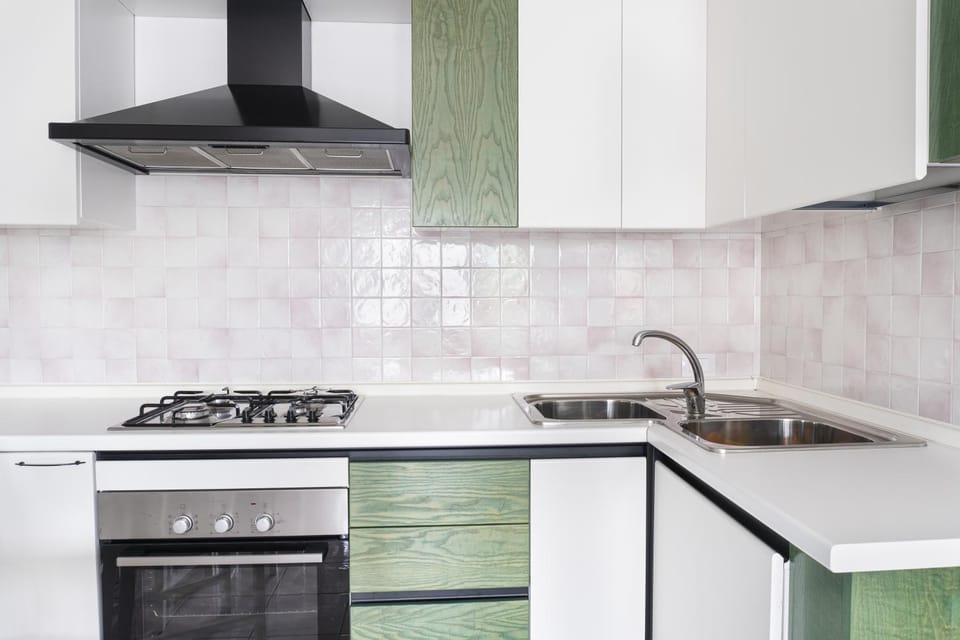 Kitchen or kitchenette, dishwasher, stove