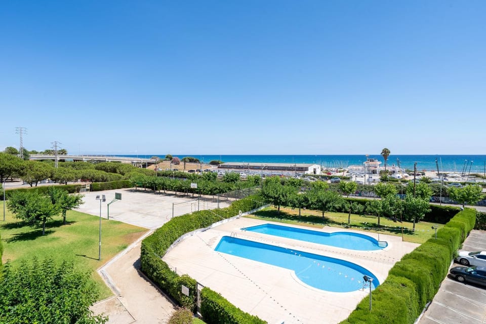 Property building, Living room, Swimming pool