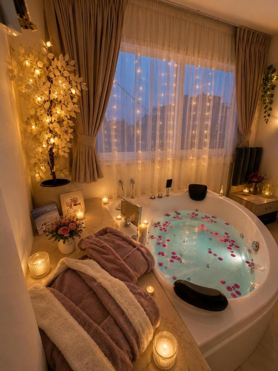 Bed, Natural landscape, Hot Tub, Photo of the whole room, Bedroom, Bath, towels