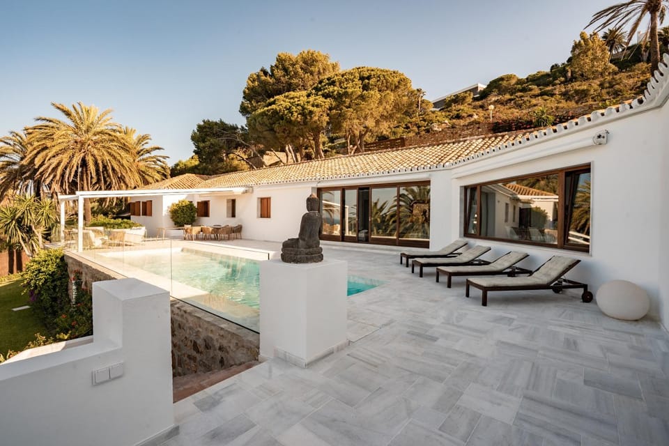 Property building, Living room, Swimming pool