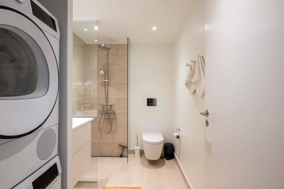 Shower, Toilet, Bathroom, washing machine, dryer