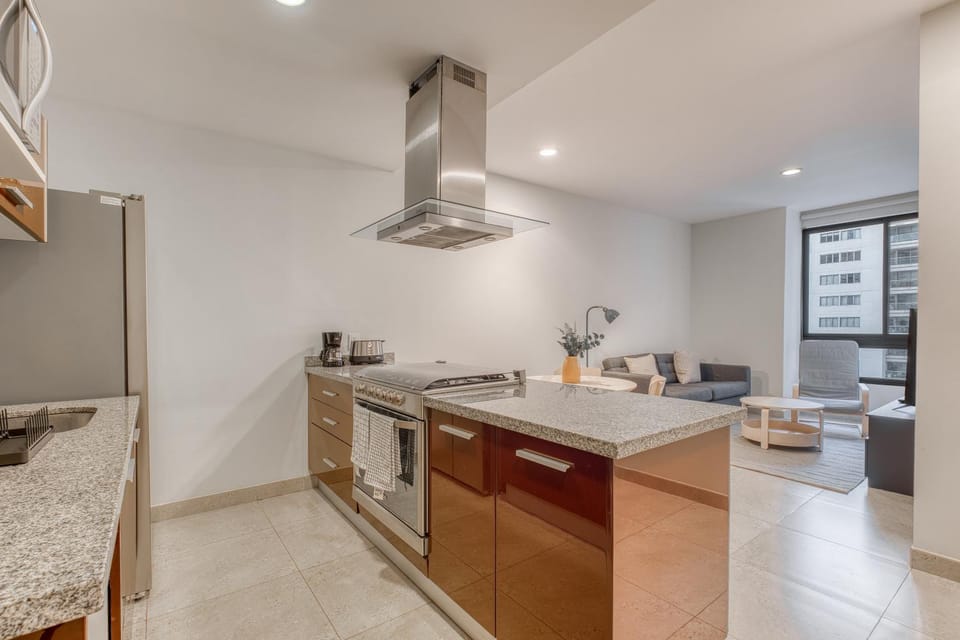 Kitchen or kitchenette, oven, stove