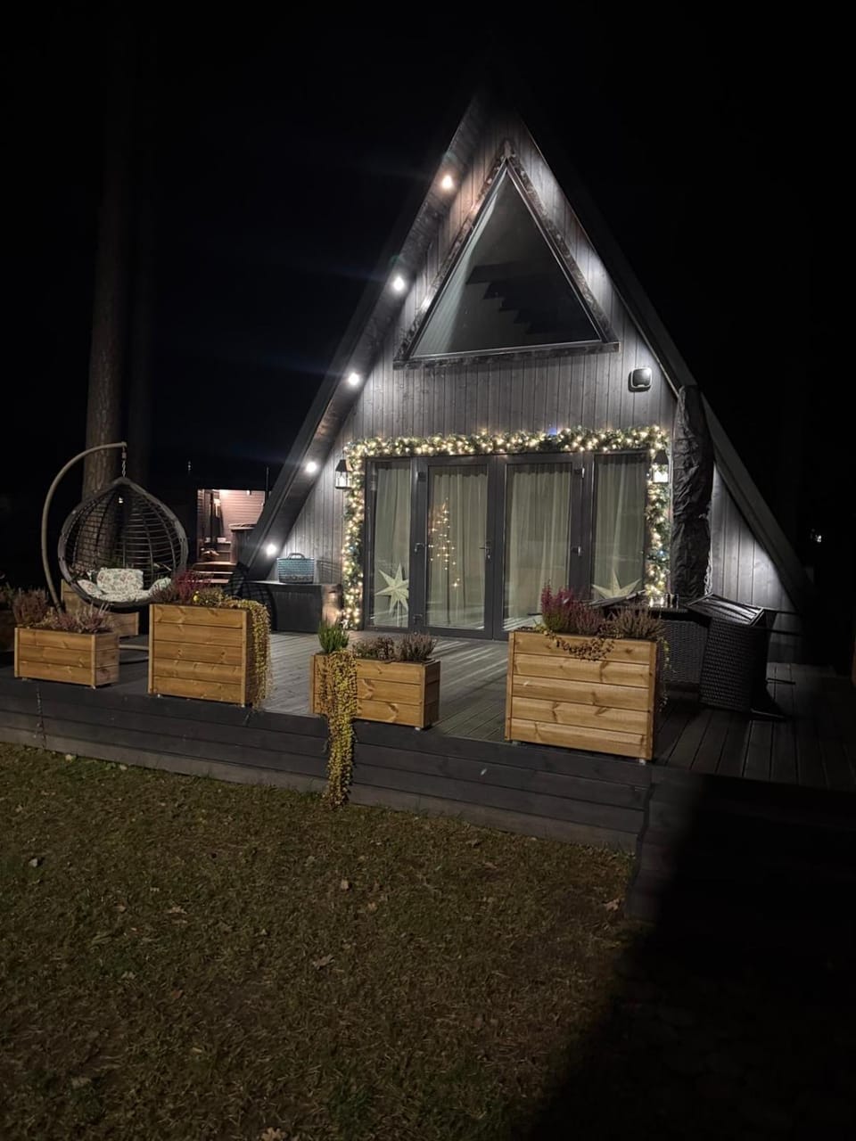 Property building, Night, Garden view