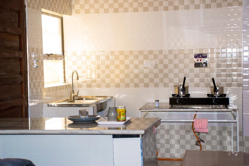Kitchen or kitchenette, stove