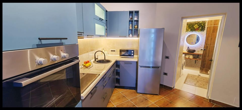 Kitchen or kitchenette, dishwasher, oven, stove