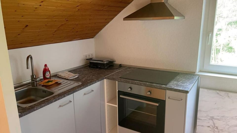 Kitchen or kitchenette, stove