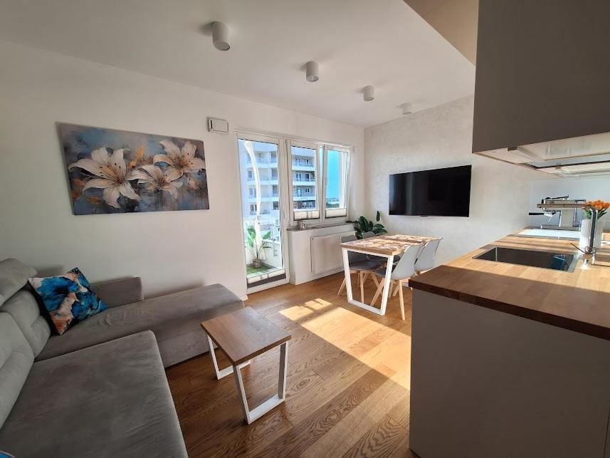 TV and multimedia, Kitchen or kitchenette, Living room, Seating area, Dining area