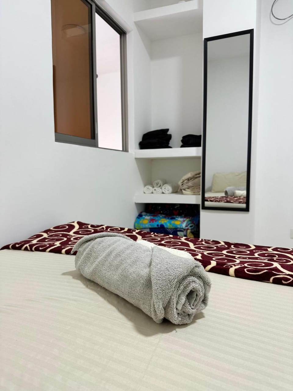 Bed, Photo of the whole room, Bedroom, towels