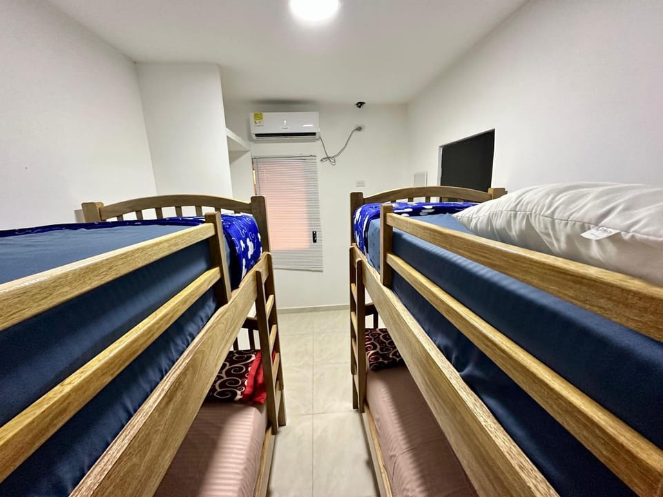 Photo of the whole room, Bedroom, bunk bed, air conditioner