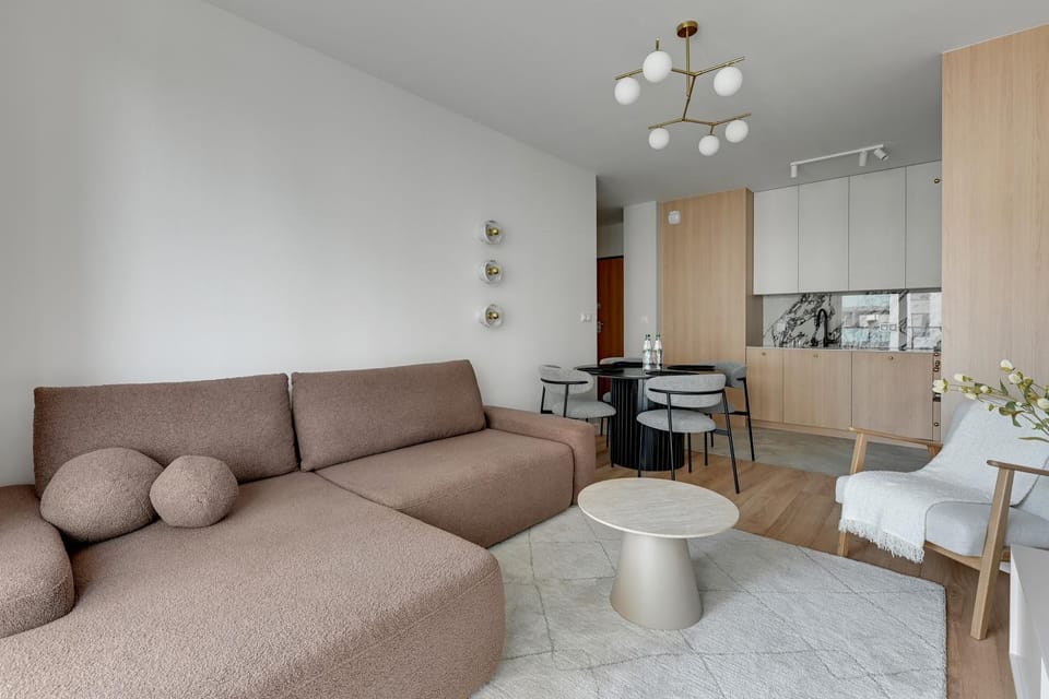 Kitchen or kitchenette, Living room, Seating area, Dining area