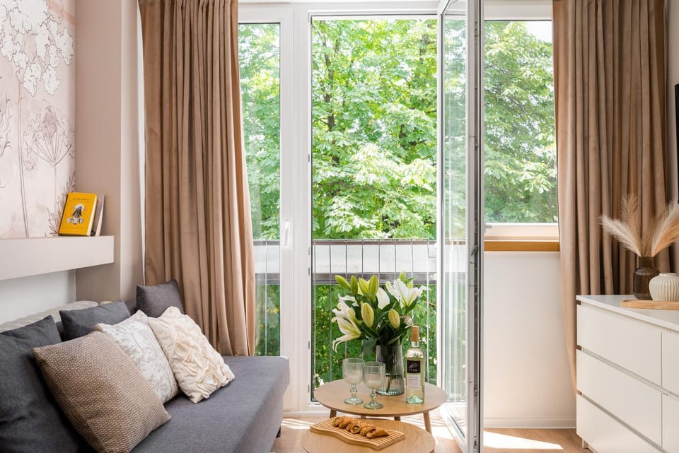 Living room, Seating area, Garden view