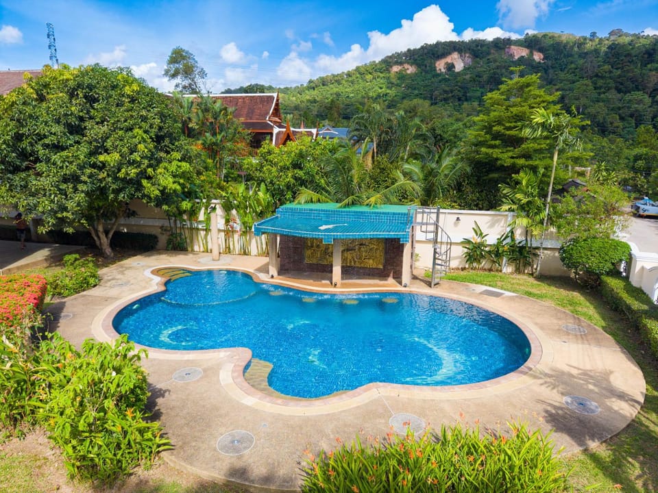 Natural landscape, Garden, Swimming pool