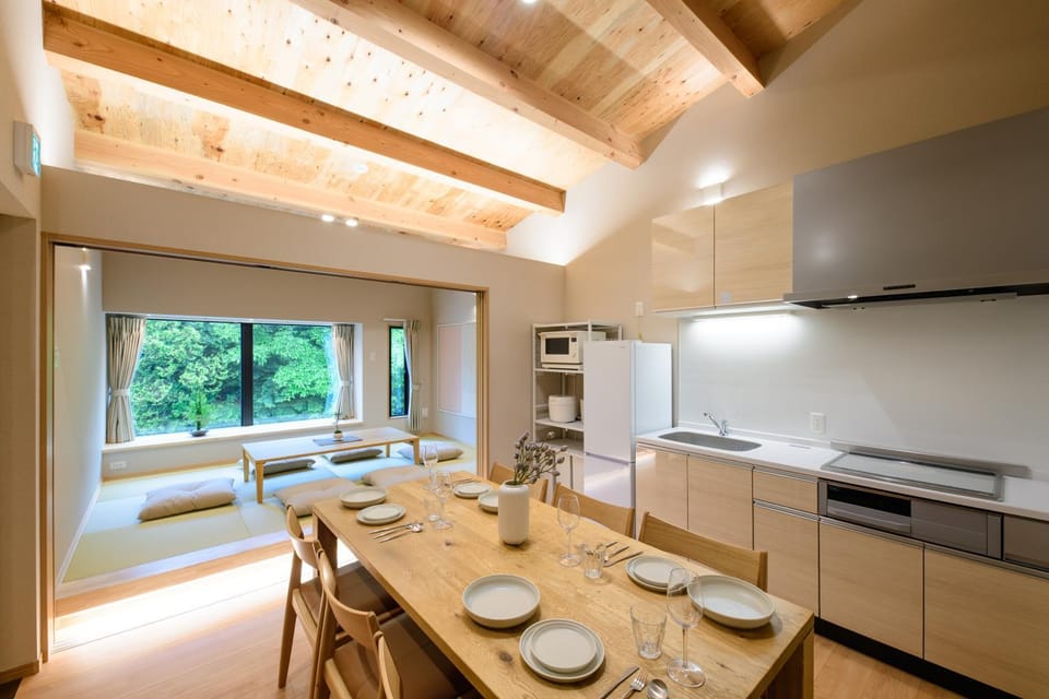 Natural landscape, View (from property/room), Living room, Dining area, stove, kitchen