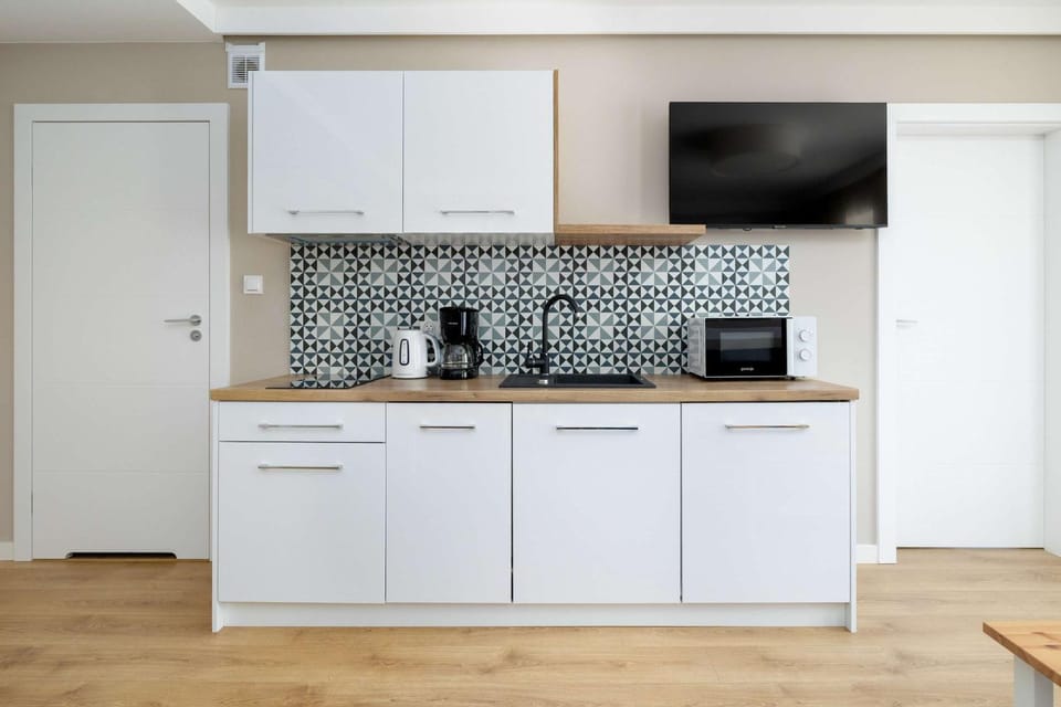 Kitchen or kitchenette, stove