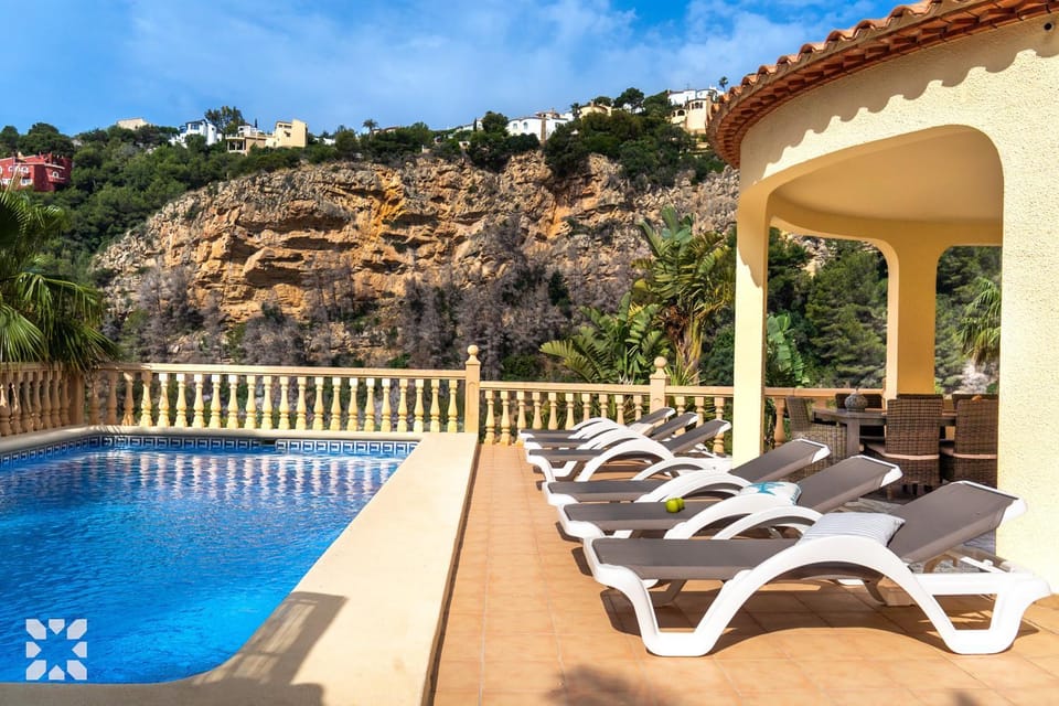 Patio, Day, Natural landscape, Pool view, Swimming pool, sunbed