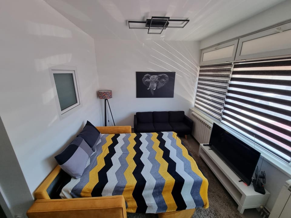 Bed, TV and multimedia, Living room, Seating area