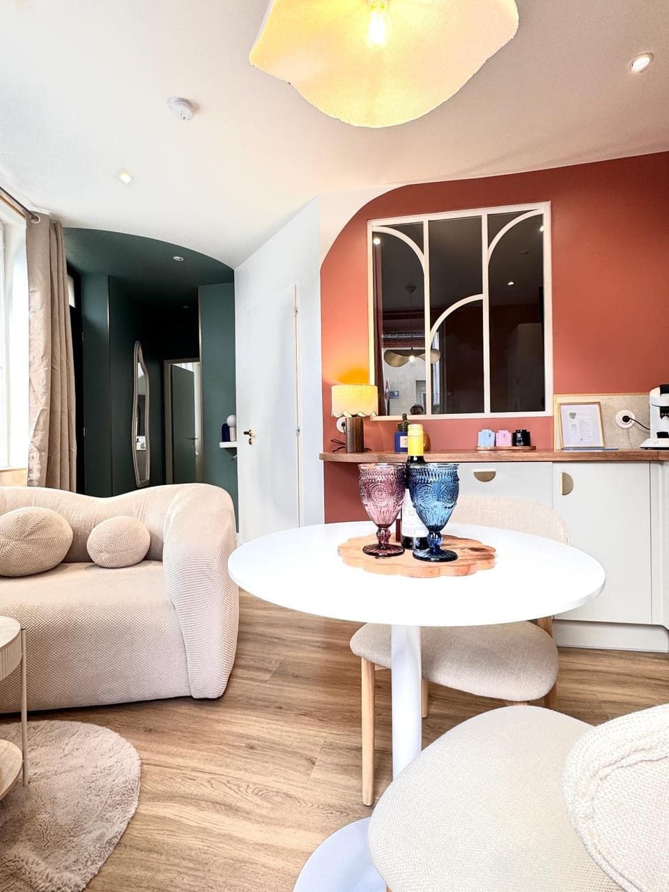 Kitchen or kitchenette, Living room, Dining area
