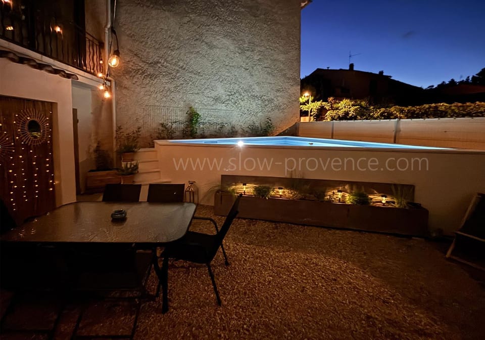 Patio, Night, Swimming pool