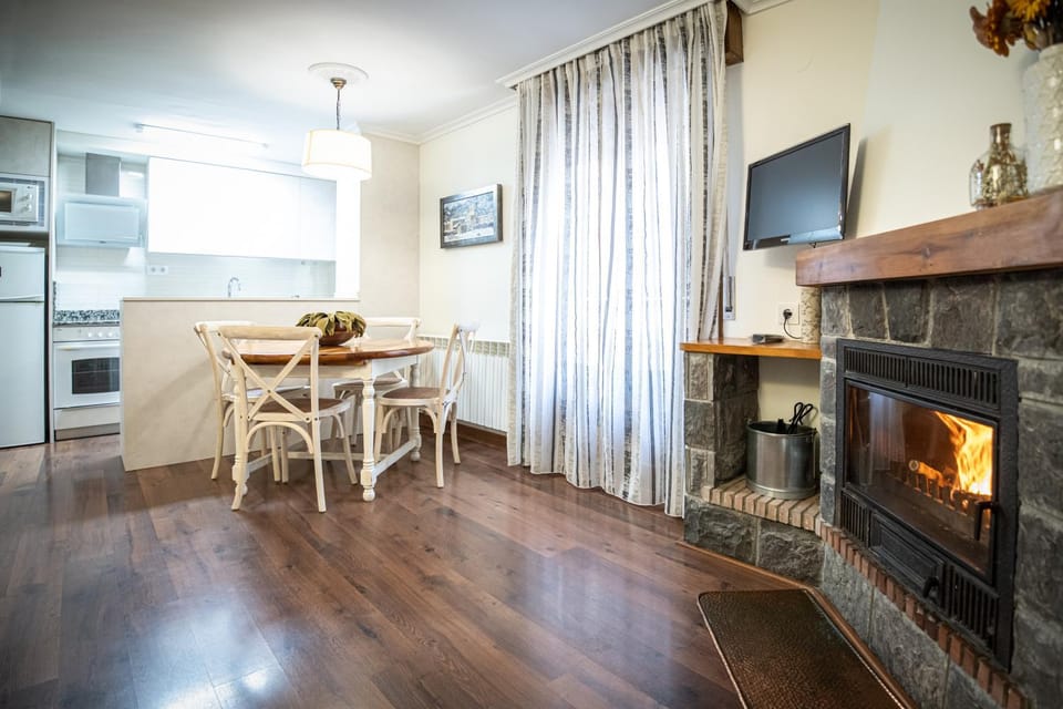Balcony/Terrace, Kitchen or kitchenette, Living room, Dining area, dishwasher, fireplace, internet, microwave, oven, stove