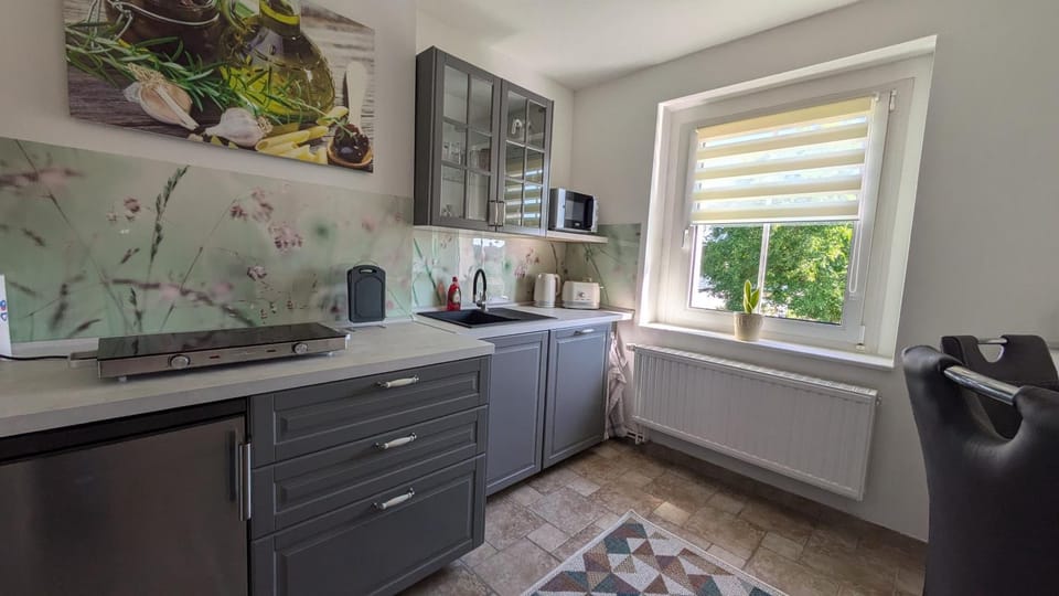 Coffee/tea facilities, Kitchen or kitchenette, stove