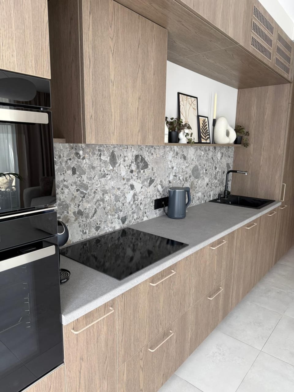 Kitchen or kitchenette, stove