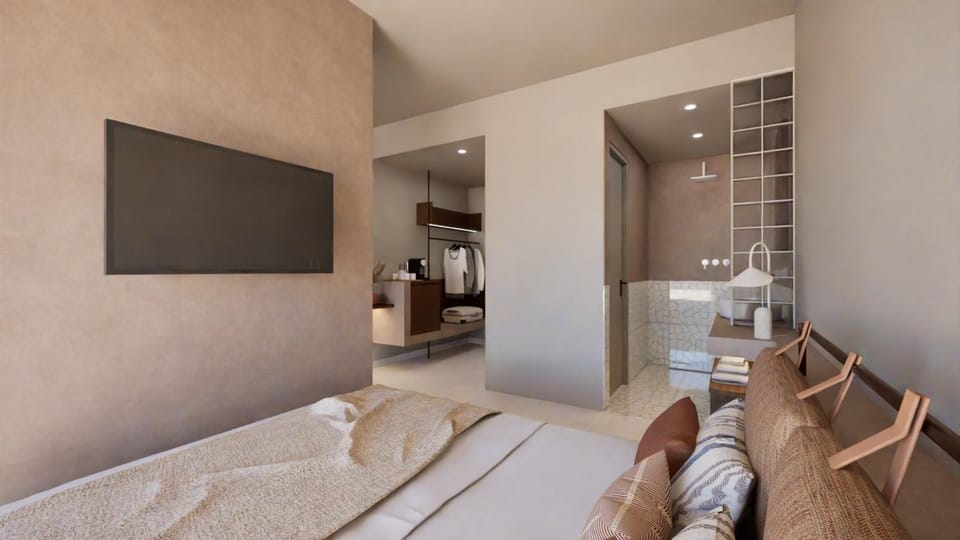 Bed, Bathroom, TV and multimedia, Bedroom, towels