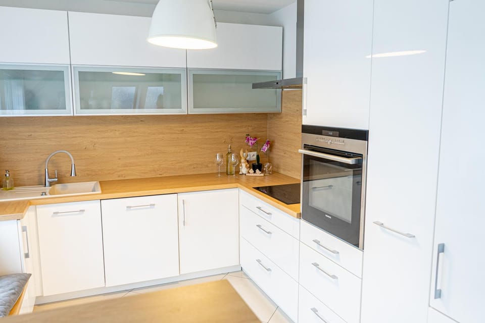 Kitchen or kitchenette, dishwasher, stove