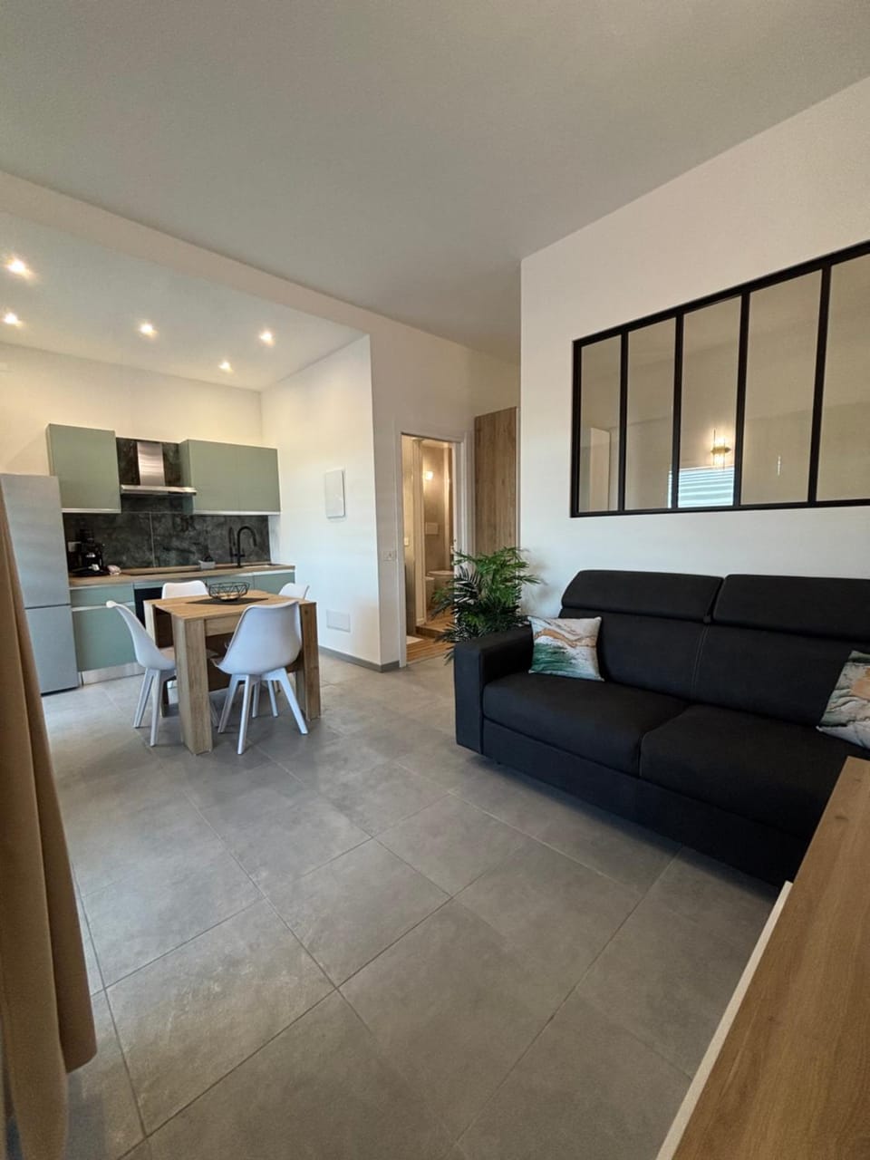 Kitchen or kitchenette, Living room, Dining area, stove
