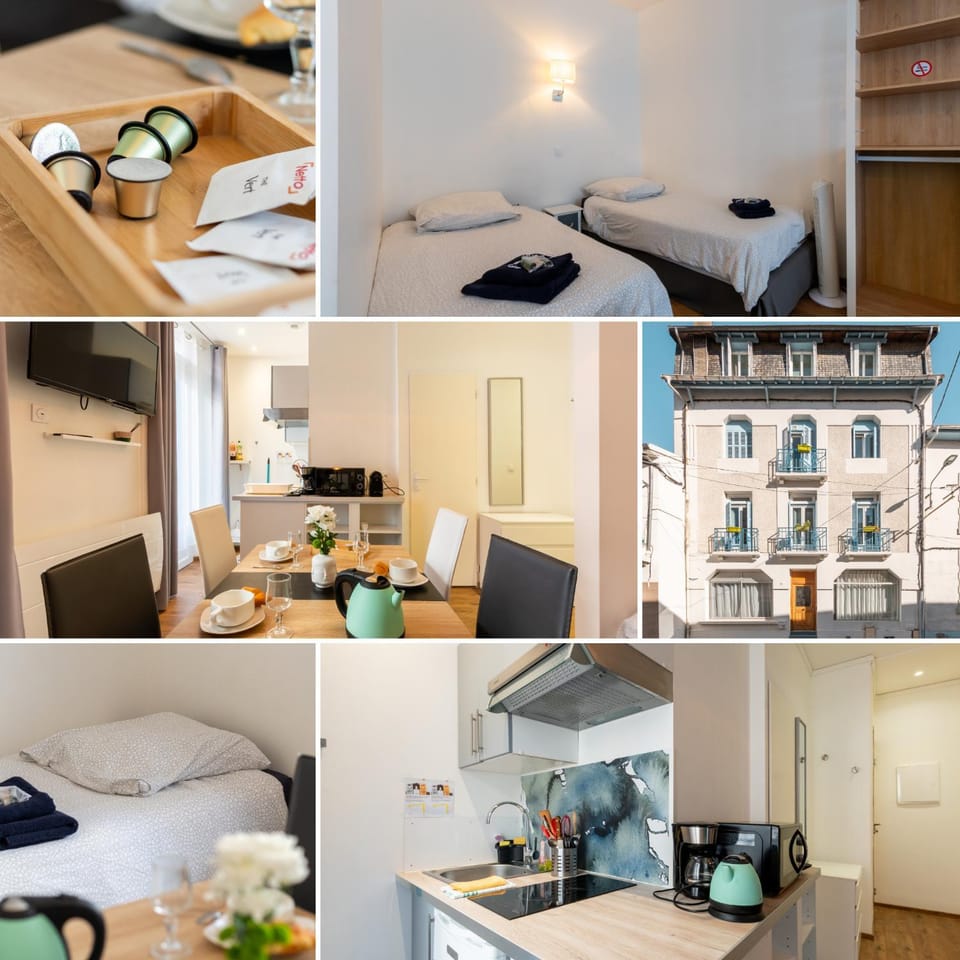 Facade/entrance, Coffee/tea facilities, Kitchen or kitchenette, Dining area, microwave, stove