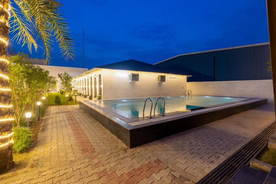 Night, Pool view, Swimming pool