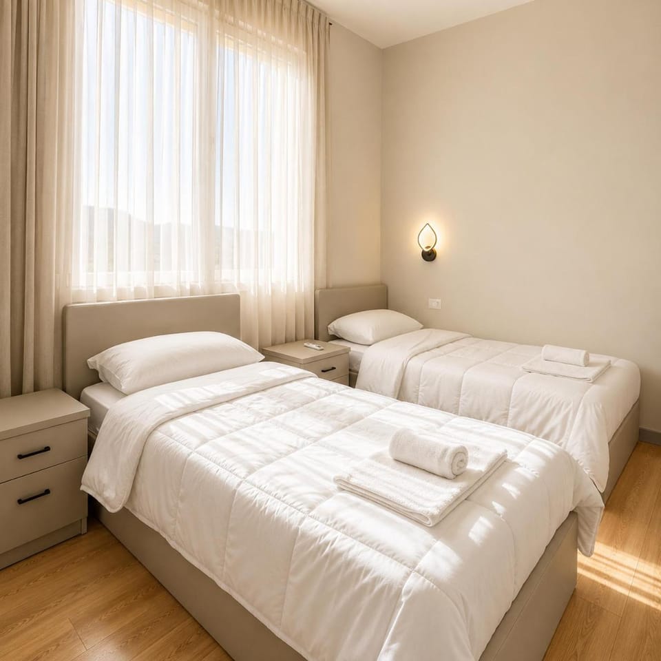 Bed, Photo of the whole room, Bedroom, towels