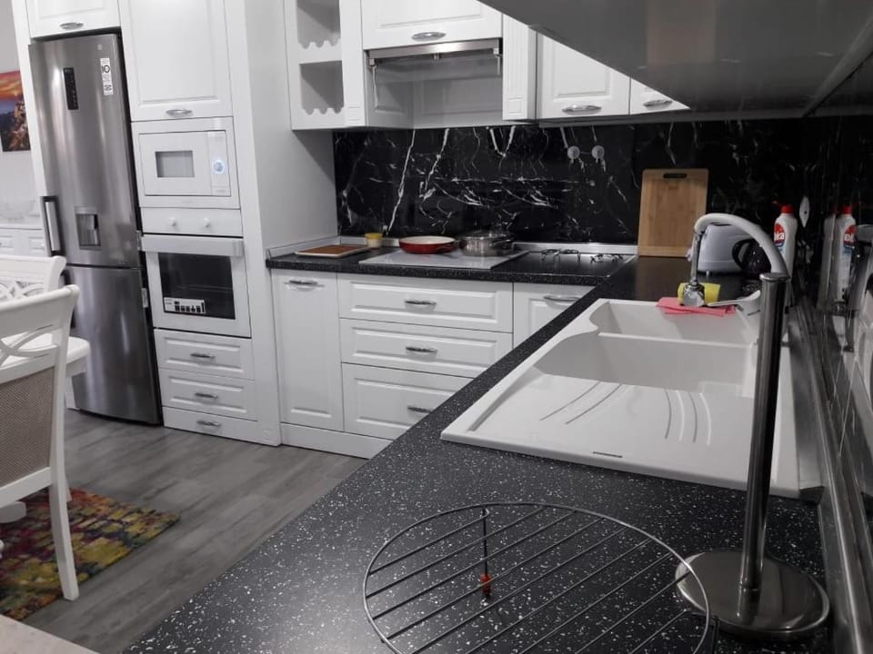 Kitchen or kitchenette, dishwasher, oven, stove