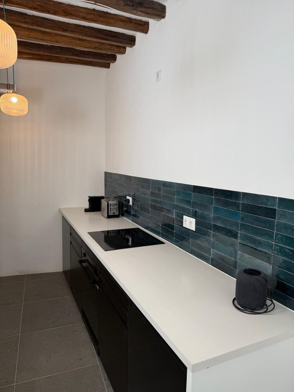 Kitchen or kitchenette, stove