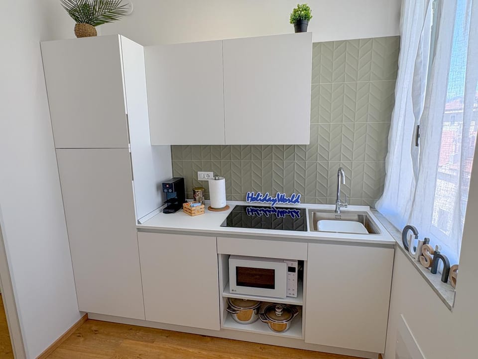 Kitchen or kitchenette, stove
