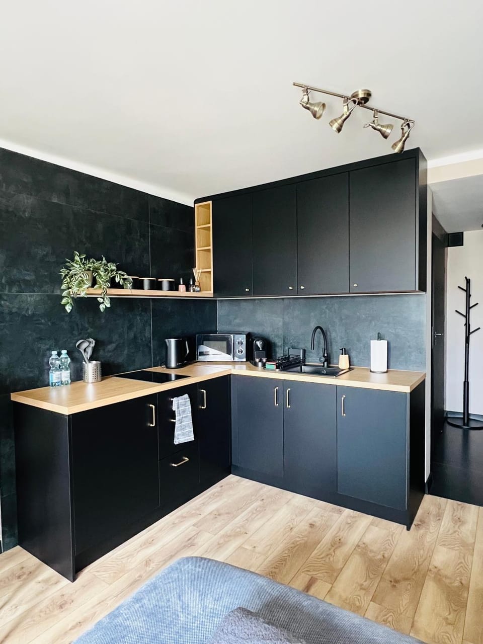 Kitchen or kitchenette, microwave, stove, kitchen
